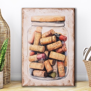 Vászonkép 21x30  Bor, mámor...parafadugók, Otthon & Életmód, Dekoráció, Kép & Falikép, Vászonkép, Mindenmás, Festett tárgyak, MESKA