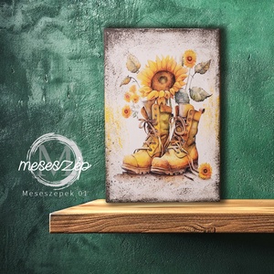 Vászonkép 21x30 Napraforgó bakancsban - Meska.hu
