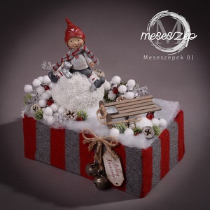 Téli hangulat  asztaldísz, Karácsony, Karácsonyi lakásdekoráció, Karácsonyi lakásdíszek, Virágkötés, MESKA