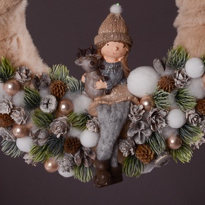 Karácsonyi bézs ajtókopogtató - karácsony - adventi díszek - adventi ajtódísz - Meska.hu