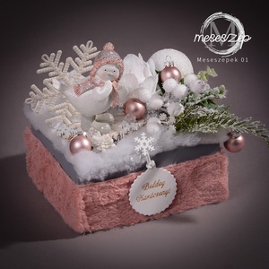 Téli madárka karácsonyi  asztaldísz, Karácsony, Karácsonyi lakásdekoráció, Ünnepi asztaldekoráció, Virágkötés, MESKA