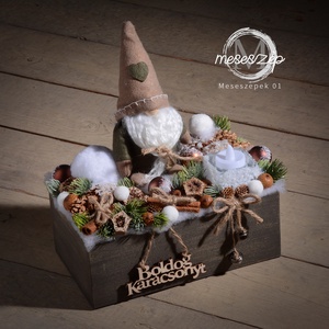 MANÓ karácsonyi, téli asztaldísz, Karácsony, Karácsonyi lakásdekoráció, Karácsonyi manók, figurák, Virágkötés, MESKA
