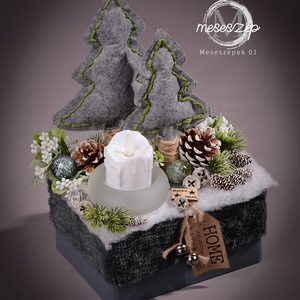 Fenyők  filcből led mécsessel asztaldísz - Meska.hu