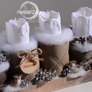 Adventi dísz led gyertyákkal  karácsonyi asztaldísz - karácsony - adventi díszek - adventi asztaldísz - Meska.hu