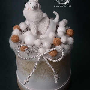 Téli fehér kutya   karácsonyi asztaldísz - karácsony - karácsonyi lakásdekoráció - karácsonyi manók, figurák - Meska.hu