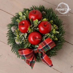 Piros alma   karácsonyi asztaldísz - karácsony - adventi díszek - adventi asztaldísz - Meska.hu