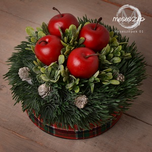 Piros alma   karácsonyi asztaldísz - karácsony - adventi díszek - adventi asztaldísz - Meska.hu