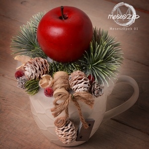 Bögrényi alma karácsonyi asztaldísz, Karácsony, Adventi díszek, Adventi asztaldísz, Virágkötés, MESKA