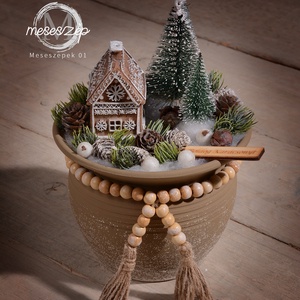 Mézeskalács ház  az erdőben   karácsonyi asztaldísz - karácsony - karácsonyi lakásdekoráció - karácsonyi falu, házikó - Meska.hu