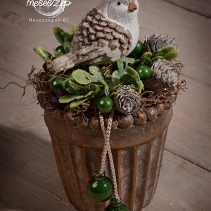 Téli madárka karácsonyi asztaldísz - karácsony - adventi díszek - adventi asztaldísz - Meska.hu