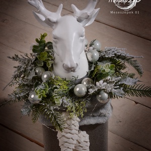 Téli szarvas  nagy méretű (45 cm magas) karácsonyi dísz, Karácsony, Karácsonyi lakásdekoráció, Karácsonyi lakásdíszek, Virágkötés, MESKA