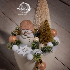 Hóember angyal szárnyakkal asztaldísz - Meska.hu