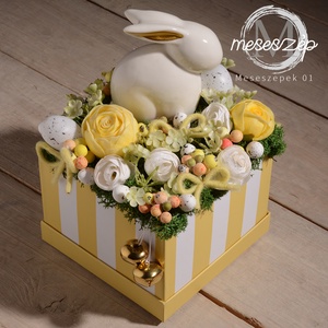 Nyuszi, sárga fehérben tavaszi asztaldísz - Meska.hu