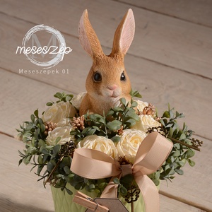 Nyuszi ül a.... tavaszi asztaldísz - otthon & életmód - dekoráció - asztal és polc dekoráció - asztaldísz - Meska.hu
