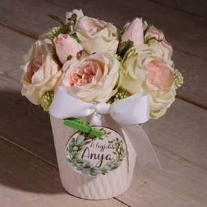 Anyák napi Romantikus  RÓZSÁK névnapra, szülinapra is asztaldísz, Otthon & Életmód, Virágdekoráció, Virágdíszek, Asztali virágdísz, Virágkötés, MESKA