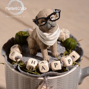 Be HAPPY  kutyás bögrényi asztaldísz - Meska.hu