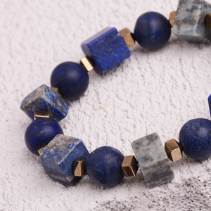 LAPIS LAZULI és hematit  ásványkarkötő 10 mm - ékszer - karkötő - ásványkarkötő - Meska.hu