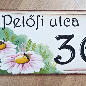 Cserép házszámtábla, Művészet, Festmény, Akril, Festészet, Festett tárgyak, MESKA