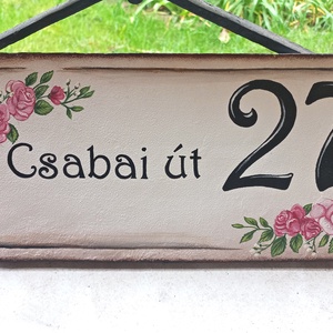 Cserép házszámtábla - művészet - festmény - akril - Meska.hu