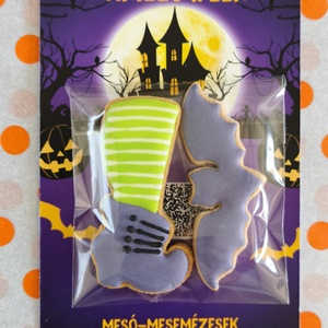 Halloween -i mézesek- Boszi csizma,kis denevér mézeskalács  - élelmiszer - édesség - mézeskalács - Meska.hu