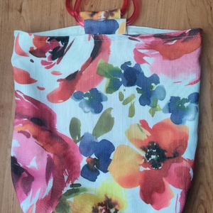 Vidám virágos bevásárló táska - táska & tok - bevásárlás & shopper táska - shopper, textiltáska, szatyor - Meska.hu