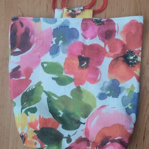 Vidám virágos bevásárló táska - táska & tok - bevásárlás & shopper táska - shopper, textiltáska, szatyor - Meska.hu