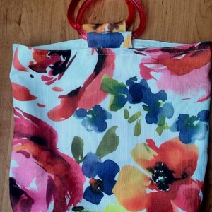 Vidám virágos bevásárló táska - táska & tok - bevásárlás & shopper táska - shopper, textiltáska, szatyor - Meska.hu