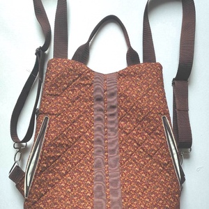 Virágmintás barna tónusú hátizsák - táska & tok - hátizsák - hátizsák - Meska.hu