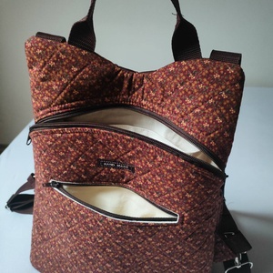 Virágmintás barna tónusú hátizsák - táska & tok - hátizsák - hátizsák - Meska.hu