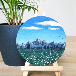 Hegyek mini akril festmény - Meska.hu
