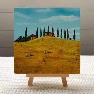 Toscana -  akril festmény (12x12 cm), Művészet, Festmény, Akril, Festészet, 12x12x1,5 cm méretű fára készült mini akril festmény, lakkal lezárva. Szélei festettek.
Ajándék áll..., MESKA