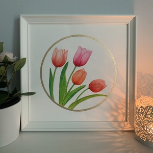Tulipánok - akvarell festmény, Művészet, Festmény, Akvarell, Festészet, Meska
