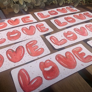 Love - akvarell könyvjelzők - könyv & zene - könyvjelző - Meska.hu
