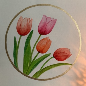 Tulipánok - akvarell festmény - művészet - festmény - akvarell - Meska.hu