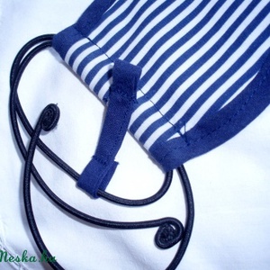 Kék-fehér csíkos békebeli bajuszkötő - félretéve Vajdáné részére -  - Meska.hu