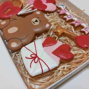 Valentin-napi Mézeskalács Box - Szerelmes levél Macival szett - otthon & életmód - konyhafelszerelés, tálalás - sütés, főzés - sütidísz - Meska.hu