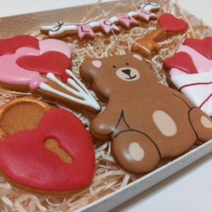 Valentin-napi Mézeskalács Box - Szerelmes levél Macival szett - otthon & életmód - konyhafelszerelés, tálalás - sütés, főzés - sütidísz - Meska.hu