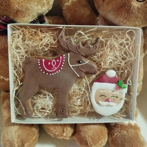 Díszdobozos Mikulás mézeskalács, Karácsony, Karácsonyi ajándékozás, Karácsonyi képeslap, üdvözlőlap, ajándékkísérő, Mézeskalácssütés, MESKA