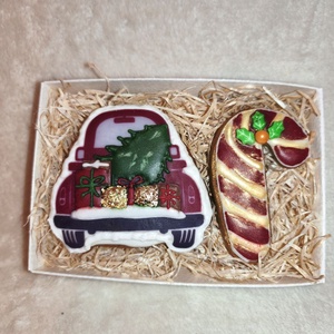 Díszdobozos karácsonyi mézeskalács, Karácsony, Karácsonyi ajándékozás, Karácsonyi képeslap, üdvözlőlap, ajándékkísérő, Mézeskalácssütés, MESKA