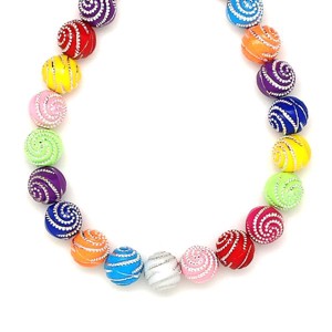 Műanyag spirál díszített színes golyó 9,5mm  ékszerkészítő alapanyag (füzér), Kellékek & szerszámok, Ásvány alapanyag, Ásványfüzér, , MESKA