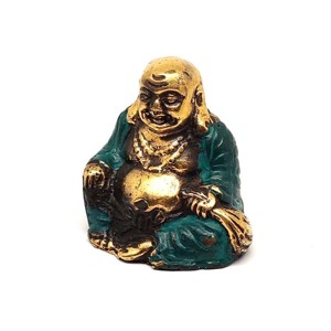 Réz figura nevető Buddha arany kék 5cm - Meska.hu
