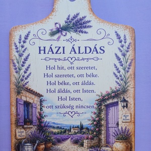 Házi áldás fa falikép � többféle mediterrán, levendulás és virágos mintával, Otthon & Életmód, Vallás, Házi áldás, Famegmunkálás, MESKA