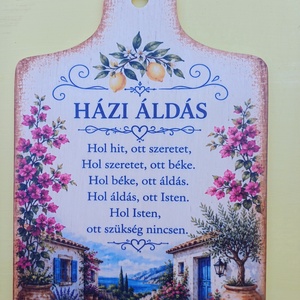 Házi áldás fa falikép � többféle mediterrán, levendulás és virágos mintával - otthon & életmód - vallás - házi áldás - Meska.hu