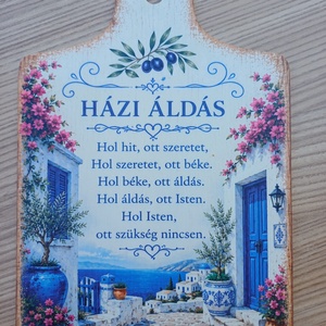 Házi áldás fa falikép � többféle mediterrán, levendulás és virágos mintával - otthon & életmód - vallás - házi áldás - Meska.hu