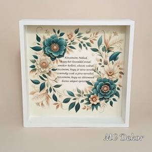 Szülőköszöntő képkeret zöld virágos, Esküvő, Emlék & Ajándék, Szülőköszöntő ajándék, Decoupage, transzfer és szalvétatechnika, Festett tárgyak, MESKA
