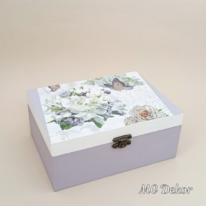 Díszdoboz nyugdíjba vonulásra - Pillangós lila  - otthon & életmód - dekoráció - asztal és polc dekoráció - díszdoboz - Meska.hu