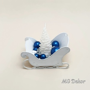 Fehér szánkós asztaldísz - karácsony - adventi díszek - adventi asztaldísz - Meska.hu