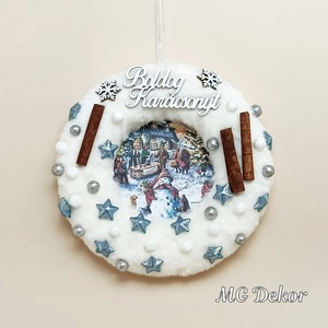 Karácsonyi ajtódísz fehér szőrmés, Karácsony, Adventi díszek, Adventi ajtódísz, , MESKA