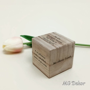 Pozitív gondolatok fakocka, Otthon & Életmód, Dekoráció, Dísztárgy, Decoupage, transzfer és szalvétatechnika, MESKA