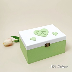 Emlékgyűjtő doboz - zöld  - otthon & életmód - babaszoba, gyerekszoba - babaszoba dekoráció - Meska.hu